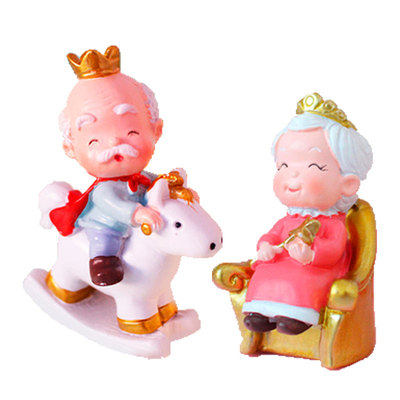 老人生日过寿蛋糕装饰摆件皇冠寿公寿婆甜品装扮骑马爷爷椅子奶奶