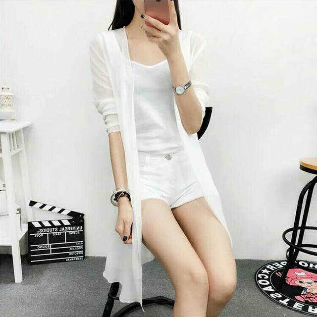 Shawl Xingyiyi ເສື້ອ chiffon cardigan ງ່າຍດາຍ