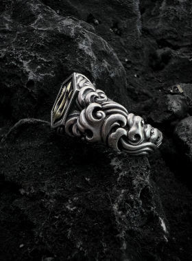 指环海浪男士纯银欧美风三叉戟