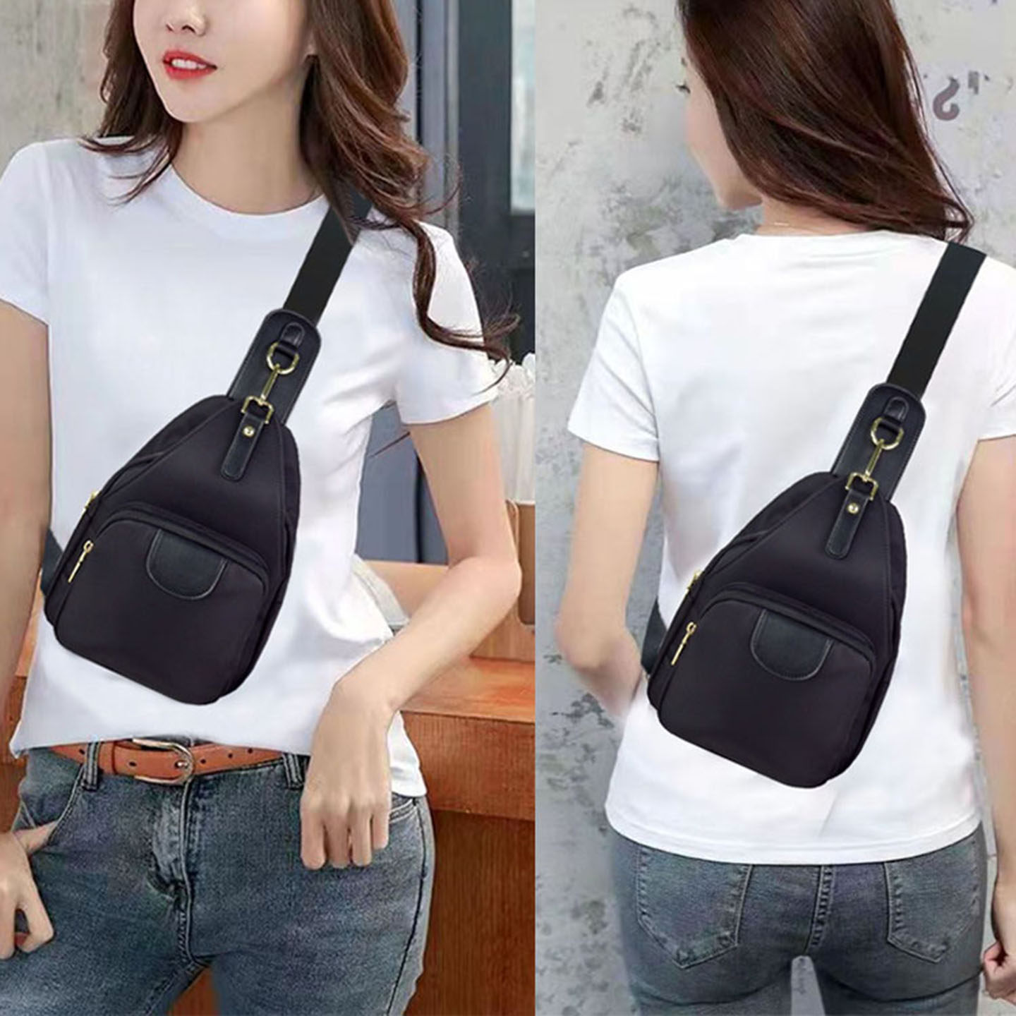 胸包女帆布2025新款防水胸前包尼龙布包多功能斜挎背包休闲旅行包,淘宝优惠券,粉丝福利购,淘宝优惠卷