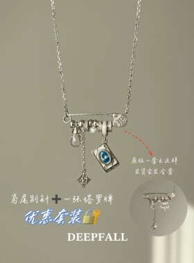 DEEPFALL 鸢尾别针项链意式精工小众设计锁骨链轻奢S925纯银项链