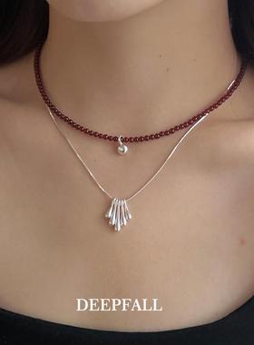 DEEPFALL 灵动水滴流苏树琴锁骨链s925纯银蛇骨链·链长40+5cm