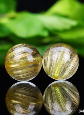 收藏级巴西天然金发晶散珠钛晶圆珠金发晶单珠DIY饰品女