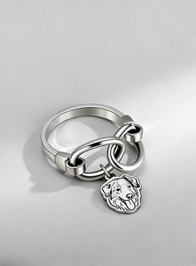 可旋转宠物周边定制照片diy戒指猫咪狗狗头像来图私人银ring纪念