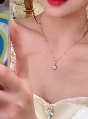 清冷美人灵气水滴锆石项链轻奢小众迷人锁骨链清新甜美小众设计感