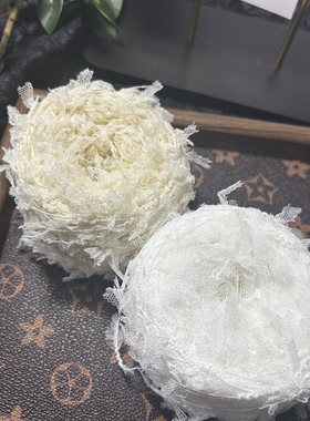 网布纱马尾DIY特色手混线温柔白色系中粗钩包发圈手帐特色线毛线