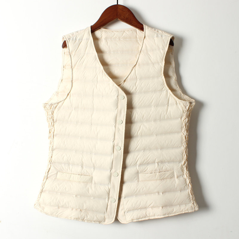 轻薄时尚羽绒内胆女修身纯色背心保暖V领减龄马甲冬打底内衣坎肩,淘宝优惠券,粉丝福利购,淘宝优惠卷