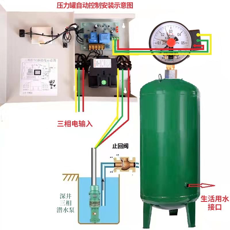 家用工厂用压力罐无塔供水器微电脑自动控制器接电接点压力表水泵 - 图0