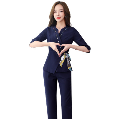 足疗工装新款气质技师服套装美容院工作服女秋冬养生馆美容师服装 虎窝淘