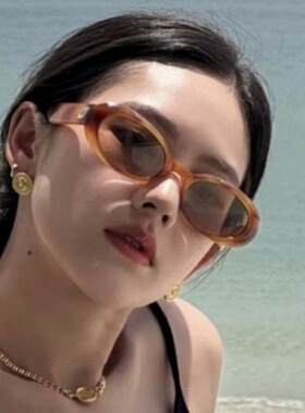 欧美肯豆风椭圆形小框高级感小脸墨镜女2025年度假防紫外线太阳镜