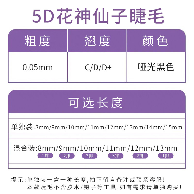 5d花神睫毛嫁接仙子毛美睫店专用超软单根仙女漫画款山茶花睫毛 - 图1