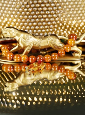 2024新款高级男纯黄铜豹子金钱豹汽车摆件车载大气中控台车内饰品