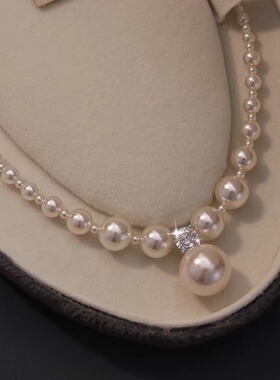  施家baby珍珠渐变锁骨链 碎银子轻奢高级感颈链女