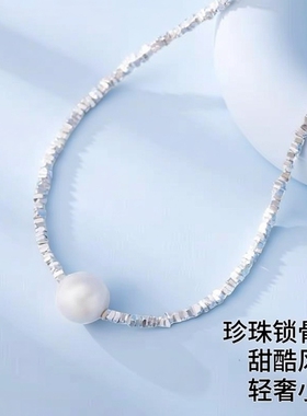 碎银子珍珠锁骨链 2026夏季新款轻奢小众颈链