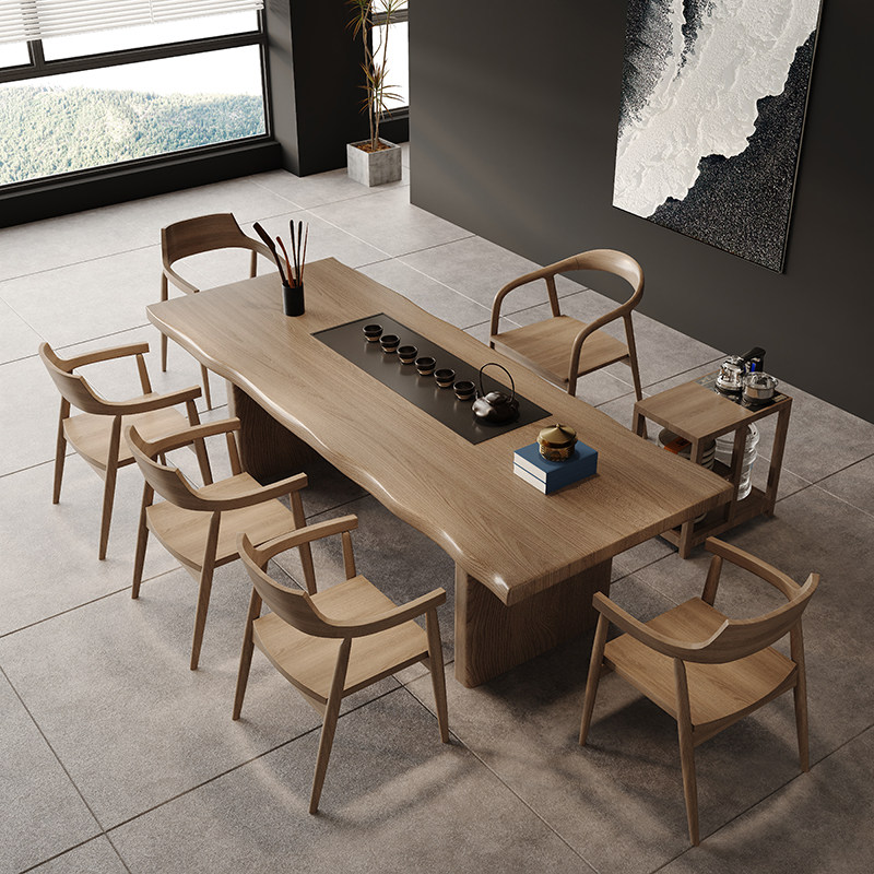 实木茶桌一体泡茶桌椅组合后现代简约禅意办公室功夫茶台大板桌子,淘宝优惠券,粉丝福利购,淘宝优惠卷