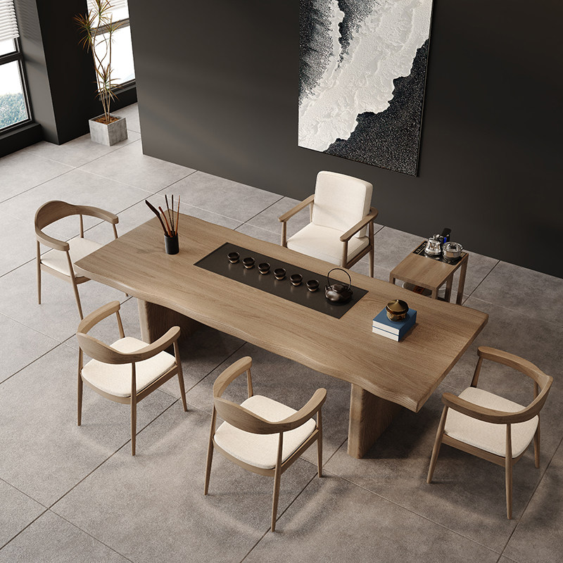 实木茶桌一体泡茶桌椅组合后现代简约禅意办公室功夫茶台大板桌子,淘宝优惠券,粉丝福利购,淘宝优惠卷