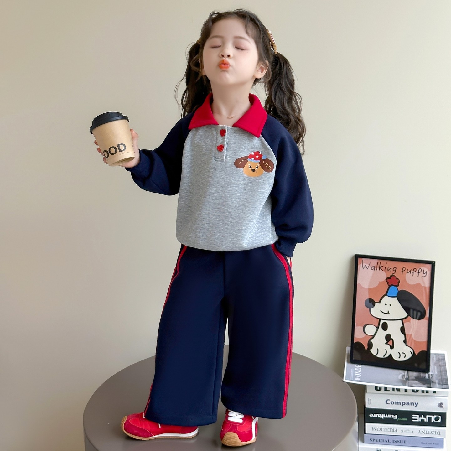 女童套装春秋儿童纯棉polo领卫衣卫裤两件套韩版女孩宝宝春装衣服,淘宝优惠券,粉丝福利购,淘宝优惠卷