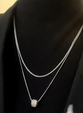 时尚设计双层叠戴项链女气质轻奢高级感满天星小蛮腰毛衣链新款潮