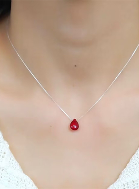 新中式设计感红豆水滴项链