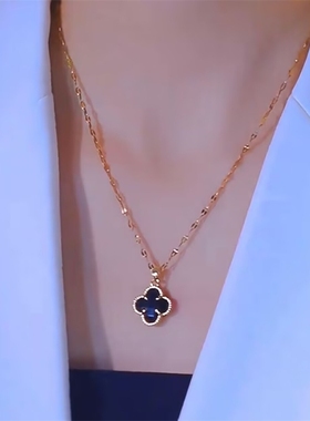 四叶草钛钢项链女气质性感颈链