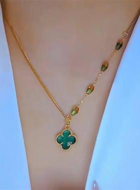 轻奢时尚四叶花项链女