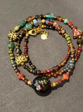 蝶羽原创非遗大漆珠手工项链