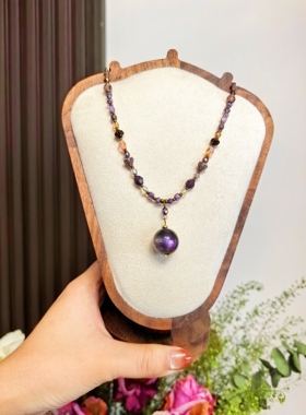 大漆珠子项链女新款吊坠锁骨链颈链新中式项链原创