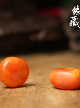 琥珀随型墩子星月配珠平安扣