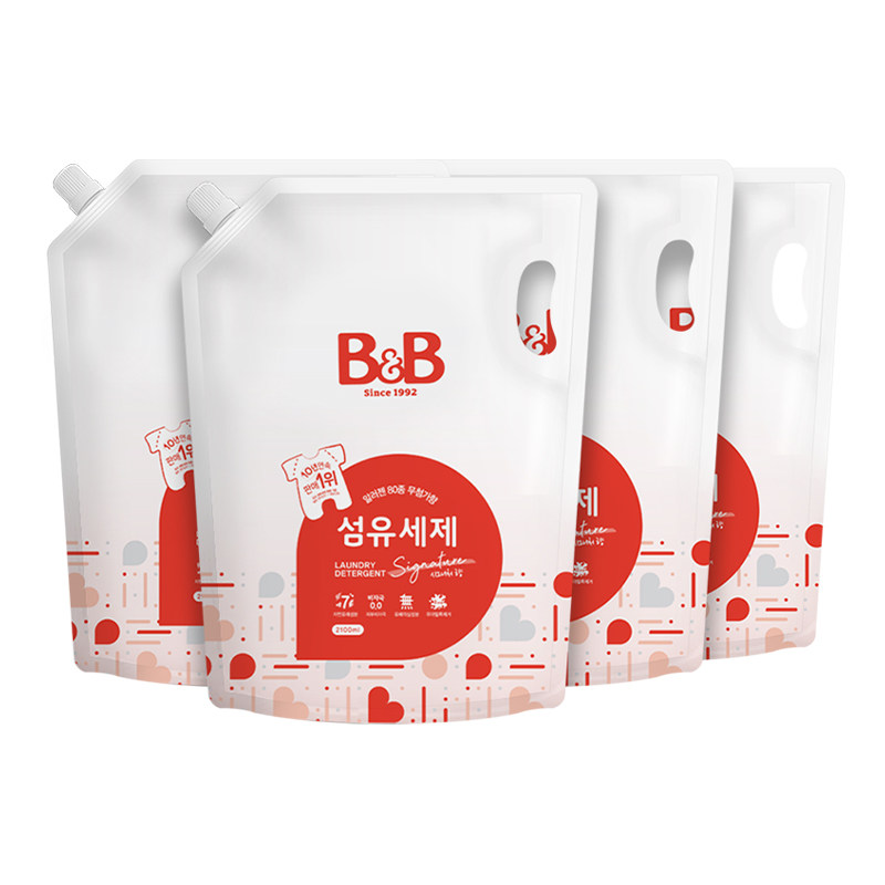 【自营】B&B保宁进口洗衣液补充装新生婴儿宝宝洗衣液2100ml*4袋