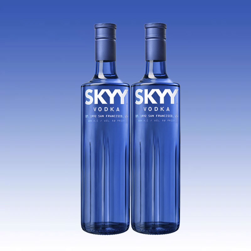 【自营】深蓝伏特加skyy小鸟进口洋酒vodka蓝天绝对新750ml*2小瓶 - 图1