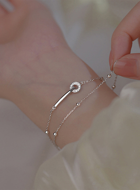 【自营】daisy beauty双层圆环手链女S925银手链礼物纯银女生银饰