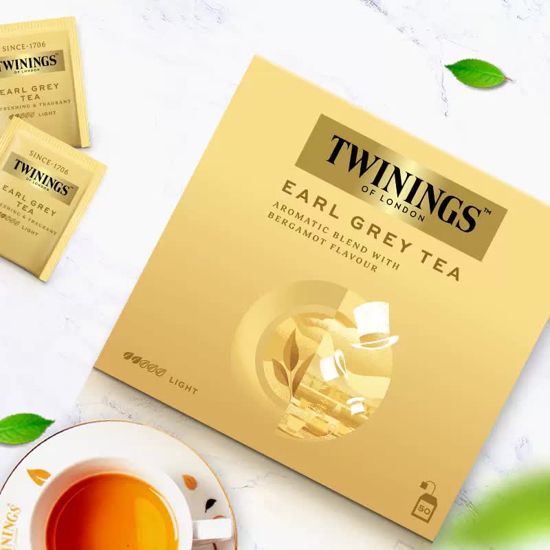 【自营】英国TWININGS川宁欧洲进口茶叶豪门伯爵红茶50片装100g