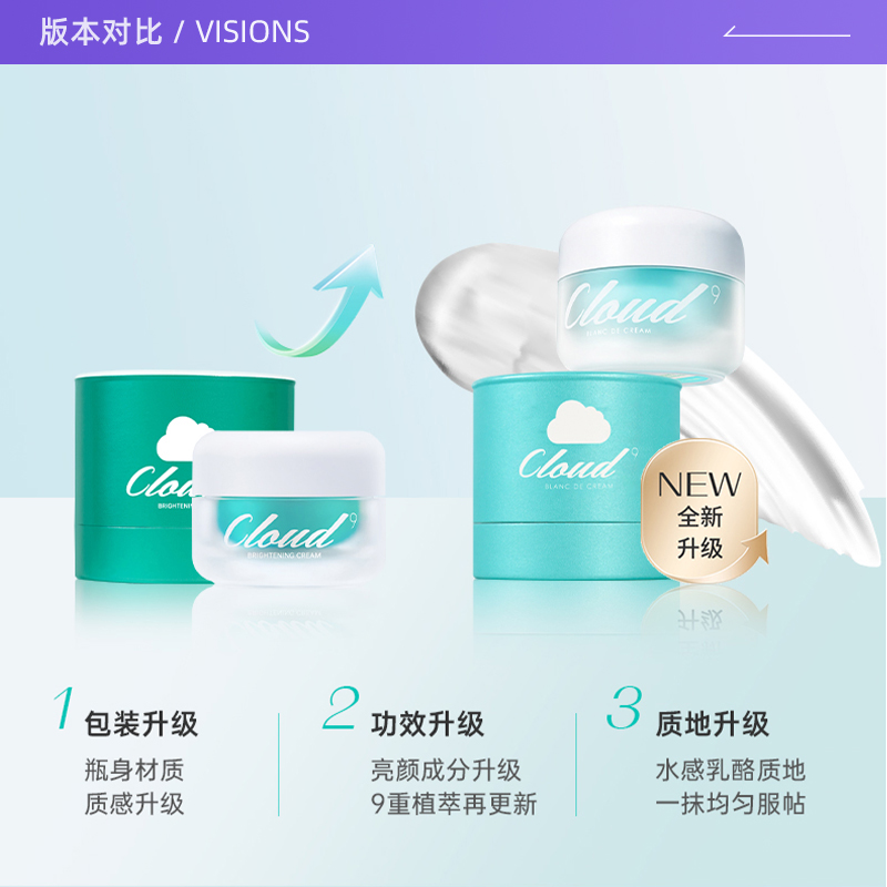 【自营】韩国Cloud9九朵云保湿补水面霜素颜霜50g*2瓶滋润提亮