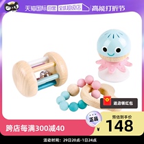 (self-employed) Hape infant pacification rocking bell three sets of animal sucker string bead gum baby puzzle toy