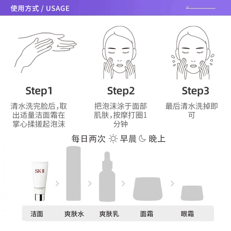 【自营】SK-II洁面sk2氨基酸补水洗面奶120g双只装洁面膏