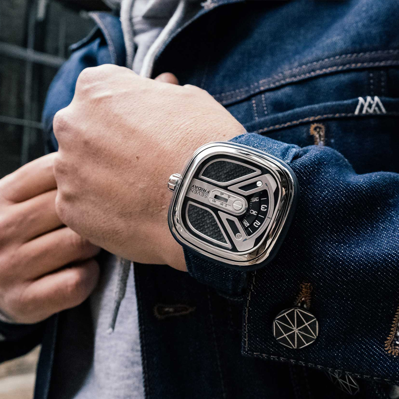 【自营】SEVENFRIDAY七个星期五手表瑞士机械方盘男表M1B/01方形-图1