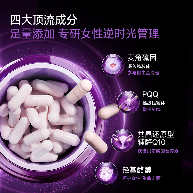 【自营】FineNutri斐萃麦角硫因PQQ辅酶Q10小紫瓶淡纹胶囊*3瓶,淘宝优惠券,粉丝福利购,淘宝优惠卷