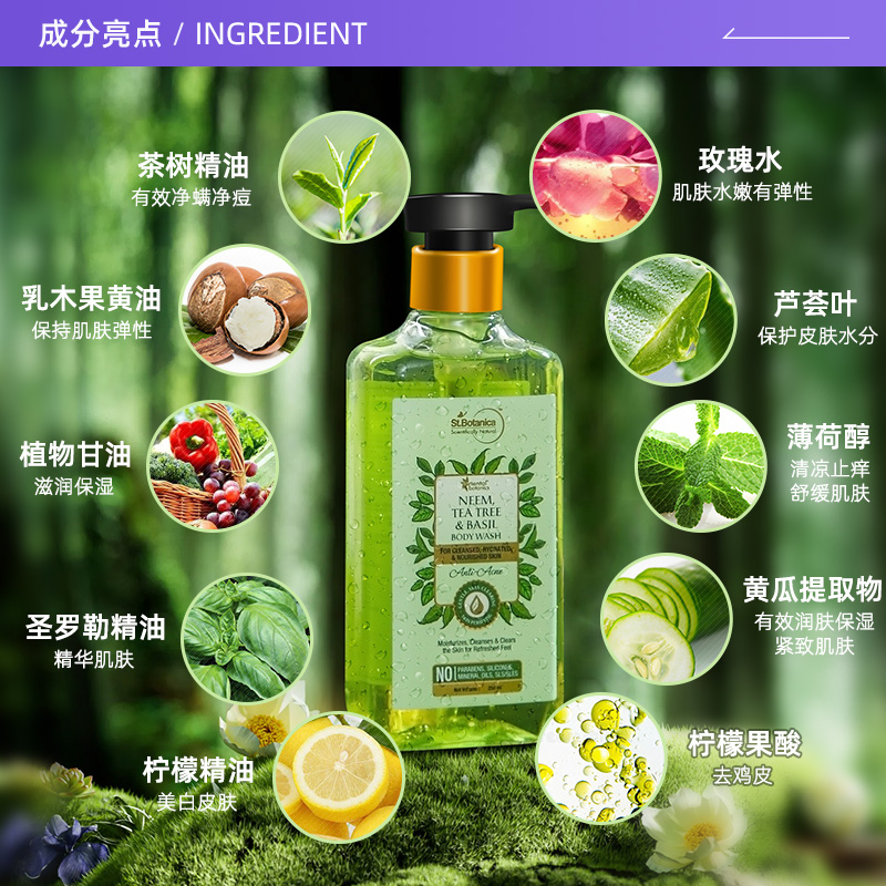 【自营】【清仓】进口除螨沐浴露乳果酸aha水杨酸后背祛痘去鸡皮