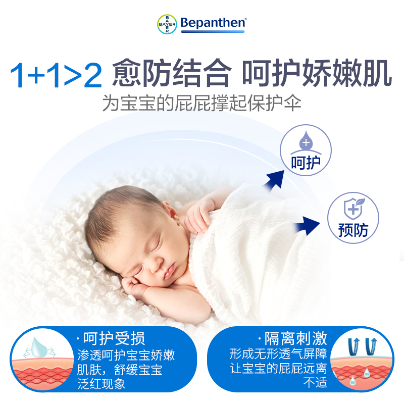 【自营】德国拜耳Bepanthen贝乐欣护臀膏婴幼儿新生红PP软膏30g*2 - 图3