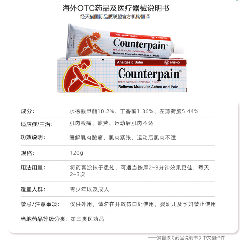 【自营】Counterpain施贵宝酸疼膏120g清凉/温热型缓解肌肉疼痛-图3