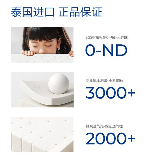 【自营】THRoyal泰国天然乳胶床垫儿童1.2/1.5m1.8定制款乳胶垫 - 图3