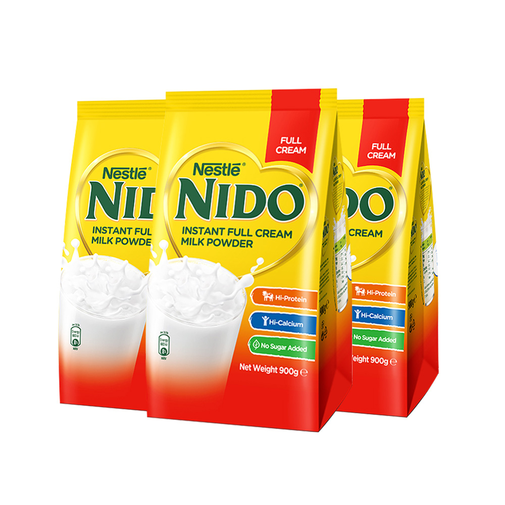 【自营】荷兰雀巢nido全脂高钙高蛋白成人奶粉900g*3袋进口中老年
