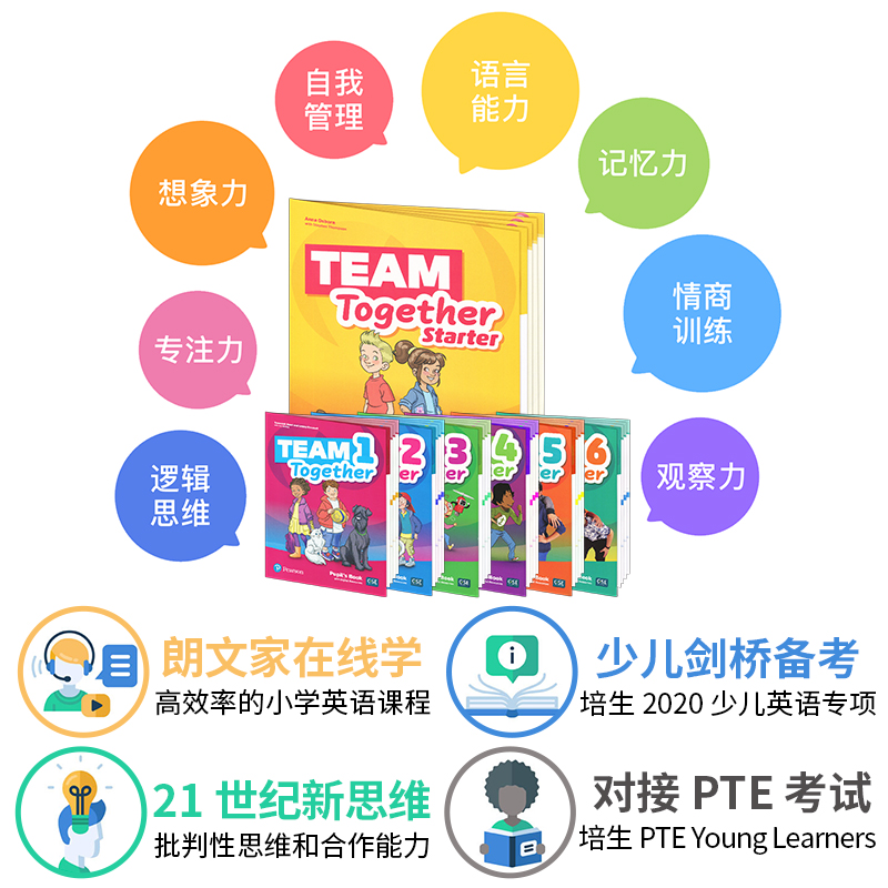 【自营】正版进口图书Team Together starter 123456朗文培生少儿英语小学书本练习册含朗文小英在线学习资源培生PTE考级英语词汇 - 图1