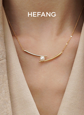 【自营】HEFANG Jewelry/何方珠宝餐具系列爱心碱水结+筷子锁骨链