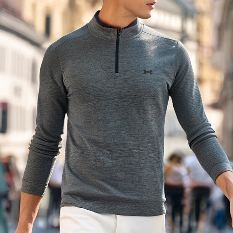 【自营】安德玛长袖t恤男冬季新款针织亲肤舒适休闲半拉链套头衫,淘宝优惠券,粉丝福利购,淘宝优惠卷