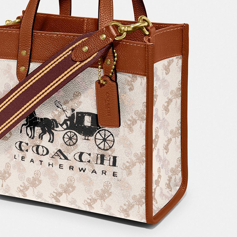 Coach Field22 classic carriage print signature charm tote bag