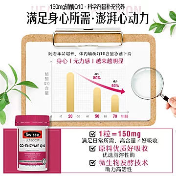 【护心脏】Swisse辅酶Q10软胶囊150mg50粒[20元优惠券]-寻折猪