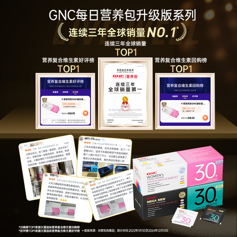 【自营】GNC健安喜每日营养包时光包多维生素矿物质胶原蛋白女性