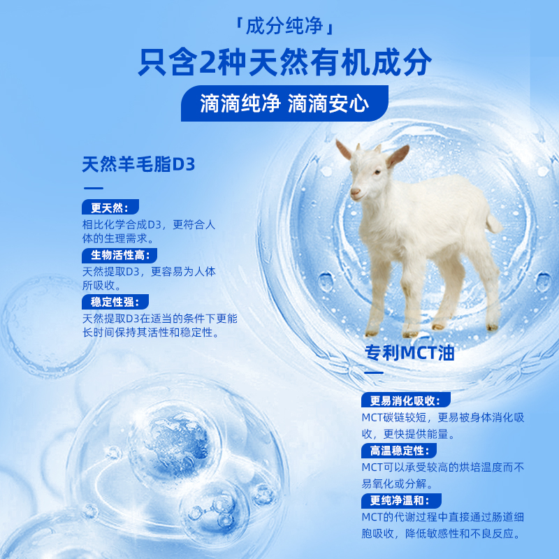 【自营】Ddrops滴卓思DD小滴瓶维生素D3滴剂2000iu促钙吸收5ml*2