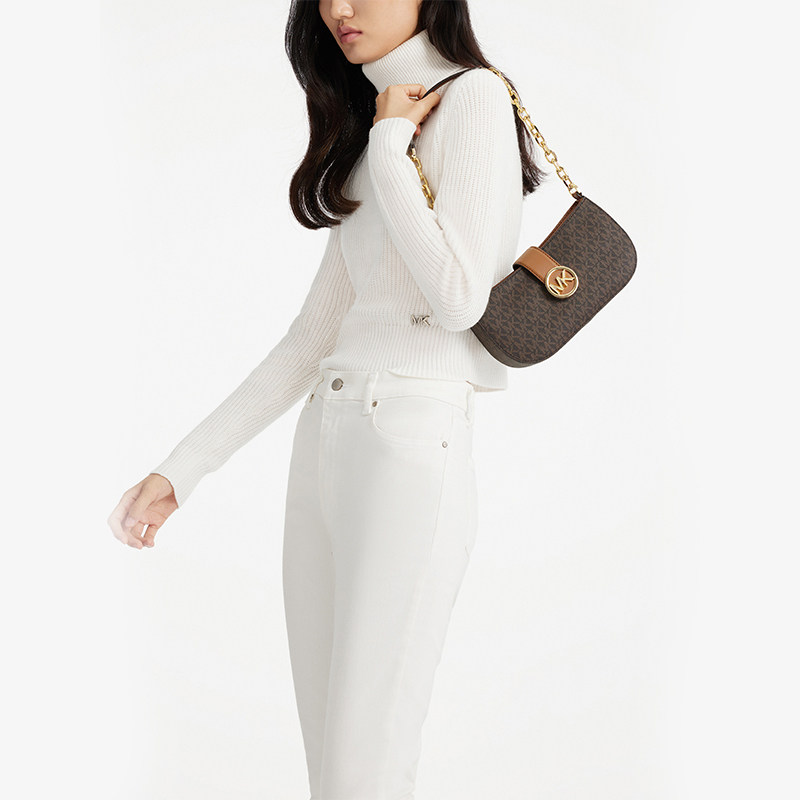 【自营】小号十字纹皮革女士腋下包 天猫国际自营全球超级店女士包袋